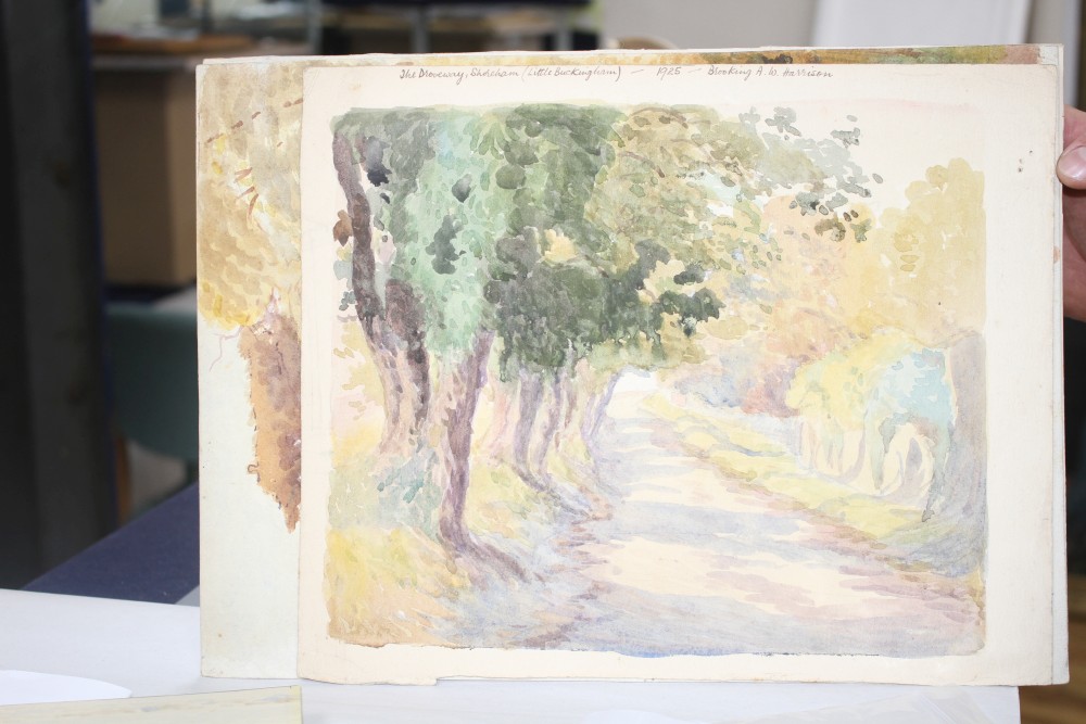 Brook A.W.Harrison (1860-1930) six watercolours, Sheep shearing Little Buckingham and other scenes local to Shoreham by Sea